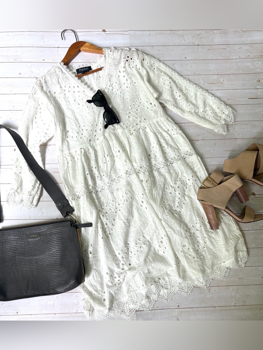 Papillion cotton eyelet dress